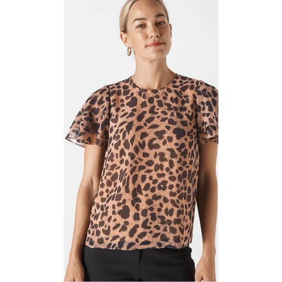 WHISTLES Leopard Print Brushed Cheetah Shell Top - Picture 1 of 2